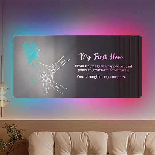 🌈Hand in Hand Personalized Mom and Kids Personalized Mirror Light - 👩‍👧‍👦Creative Christmas Gift