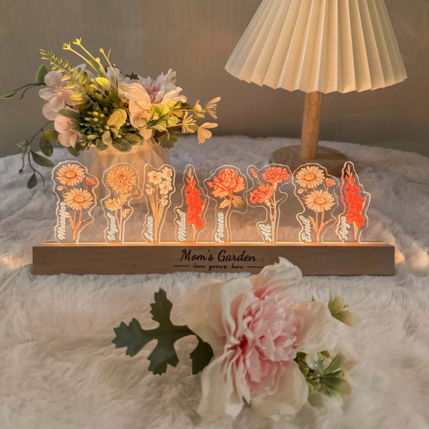 ✨Custom Birth Flower 3D Crystal Acrylic LED Light