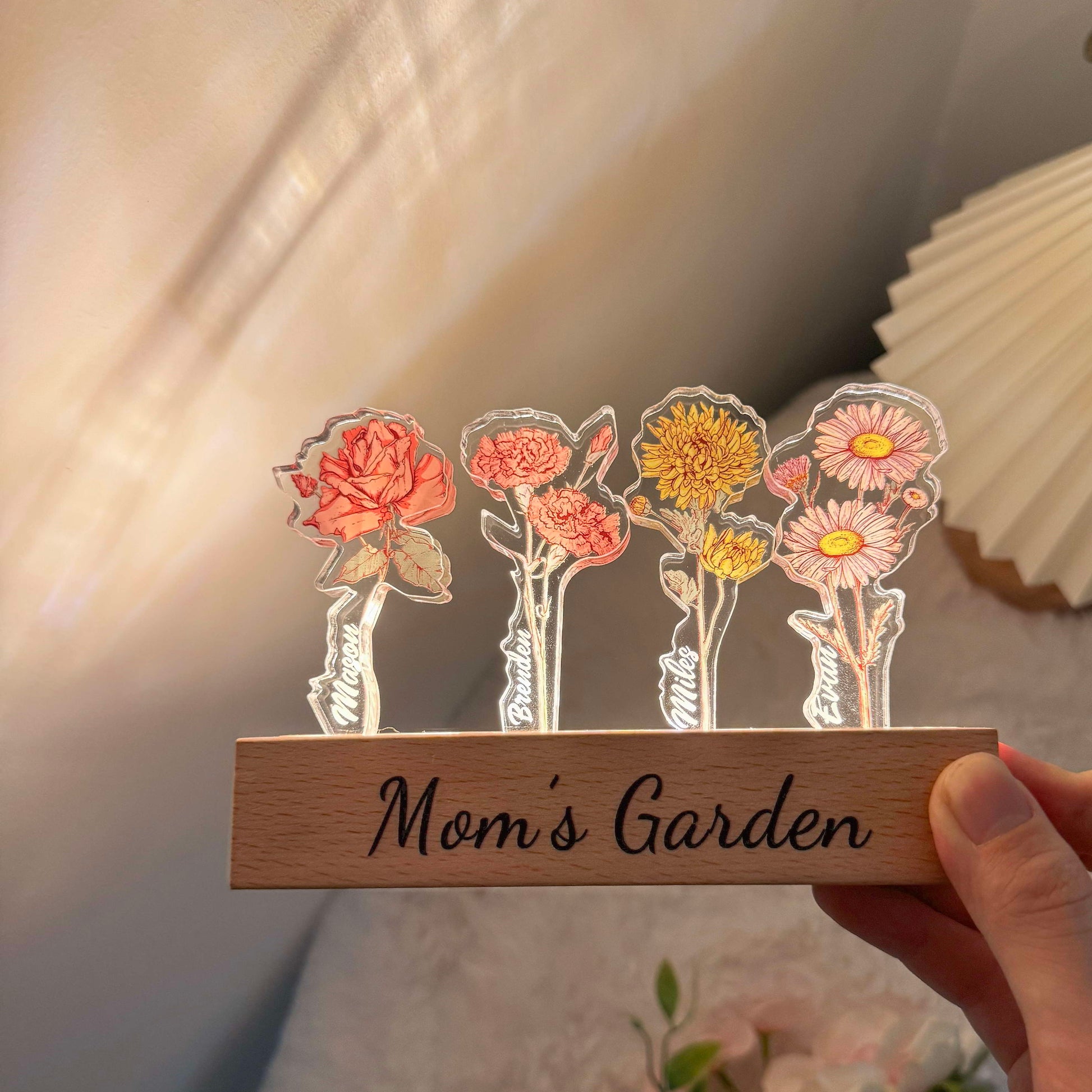 ✨Custom Birth Flower 3D Crystal Acrylic LED Light