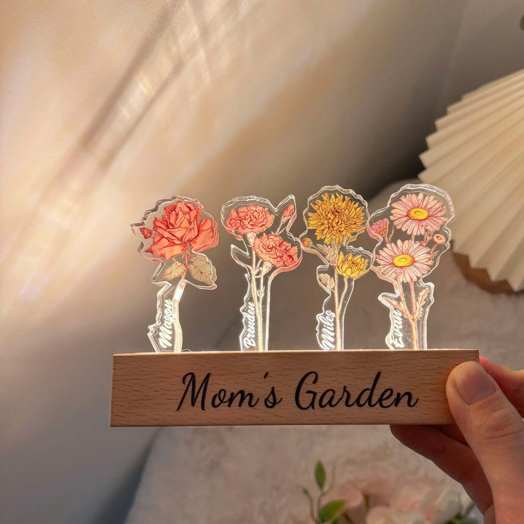 ✨Custom Birth Flower 3D Crystal Acrylic LED Light