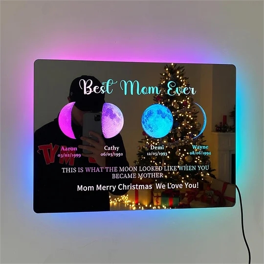🎁Custom Led Mirror Light Frame With Text And Date-Mom's Universe