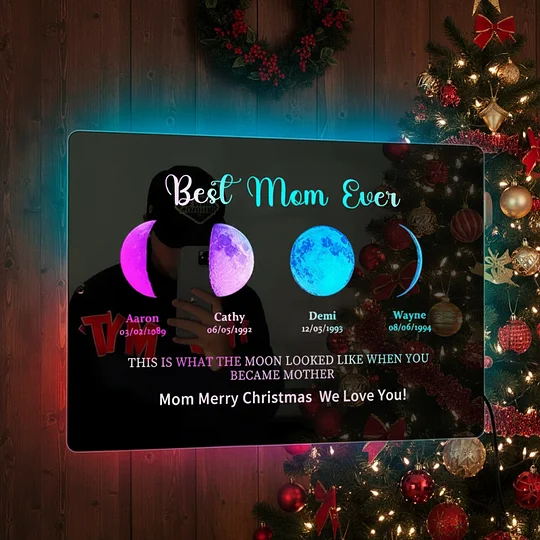 🎁Custom Led Mirror Light Frame With Text And Date-Mom's Universe