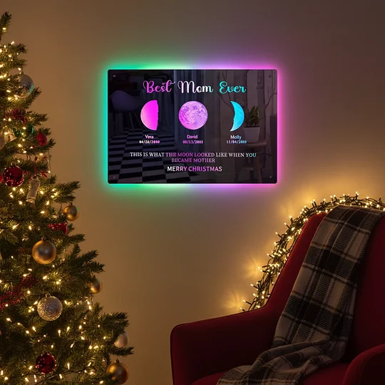 🎁Custom Led Mirror Light Frame With Text And Date-Mom's Universe