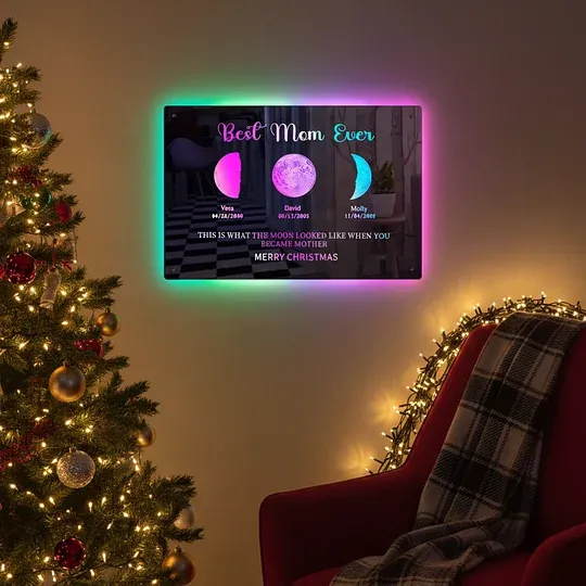 🎁Custom Led Mirror Light Frame With Text And Date-Mom's Universe