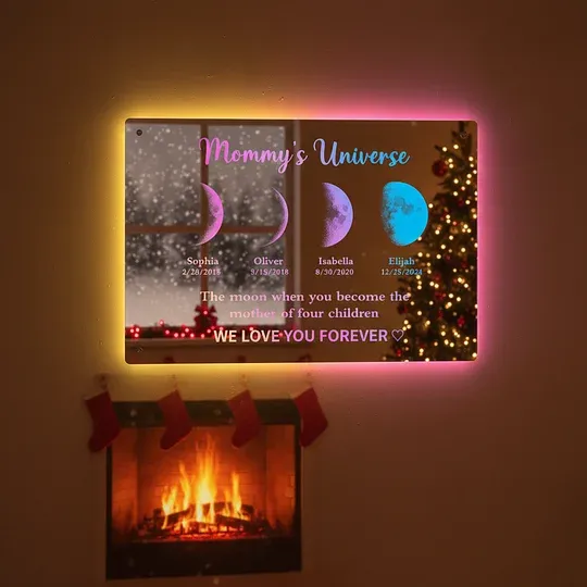 🎁Custom Led Mirror Light Frame With Text And Date-Mom's Universe