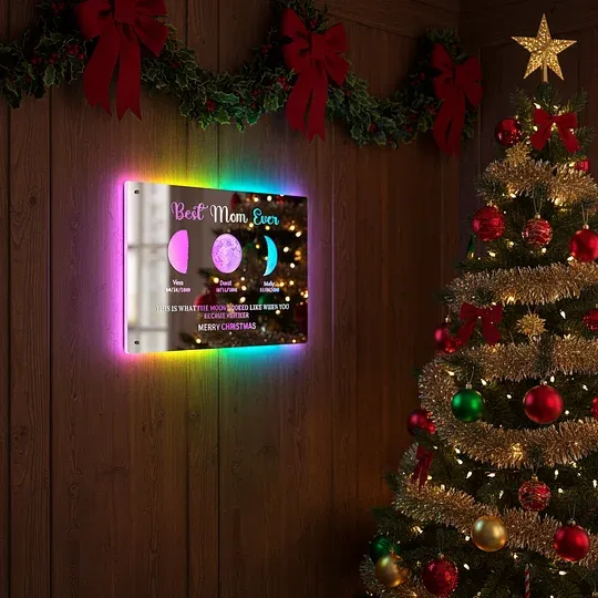 🎁Custom Led Mirror Light Frame With Text And Date-Mom's Universe