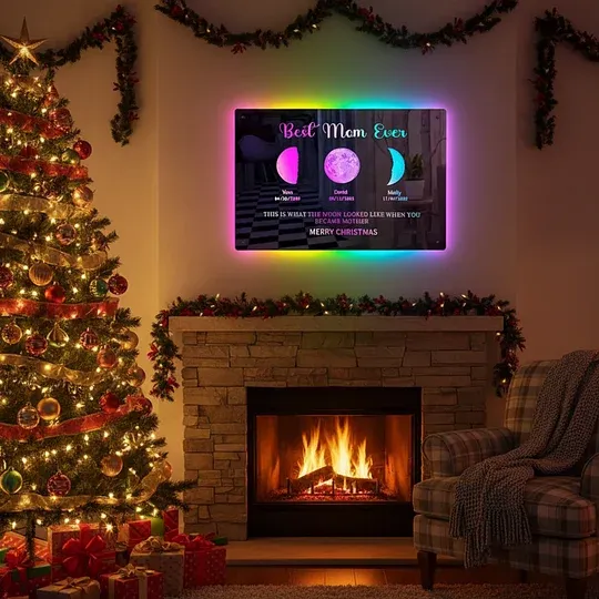🎁Custom Led Mirror Light Frame With Text And Date-Mom's Universe