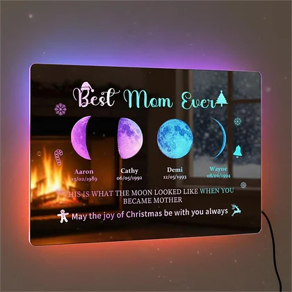 🎄Personalized Moon Phase Mirror Lamp - Christmas Gift For Your Mom