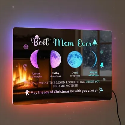 🎄Personalized Moon Phase Mirror Lamp - Christmas Gift For Your Mom