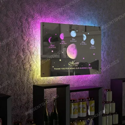 Mom's Exclusive Galaxy Mirror Lamp - Customized Moon Phases for Kids and Moms