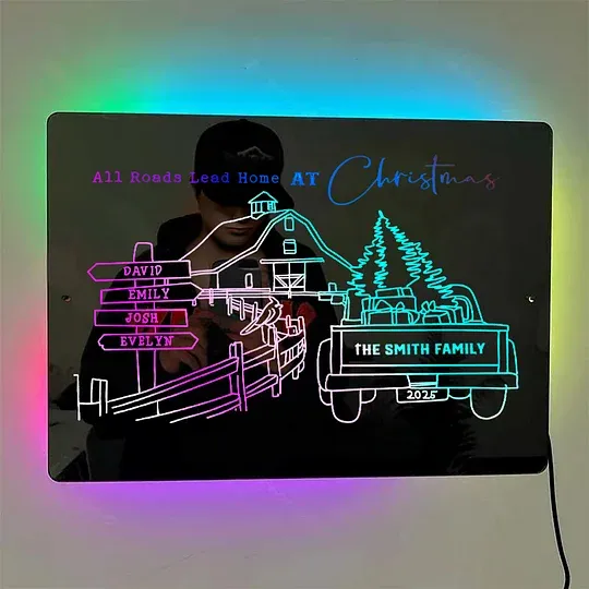 ✨Personalized Family Farm Christmas Light Sign🏡