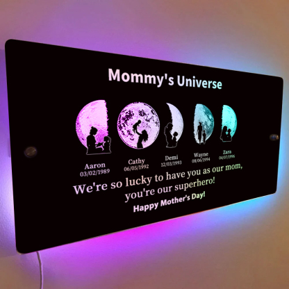 🌔Customized Mother Moon Phase Art And Character Silhouette Horizontal Mirror Lamp