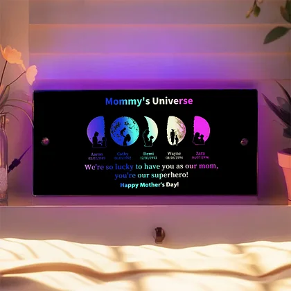 🌔Customized Mother Moon Phase Art And Character Silhouette Horizontal Mirror Lamp