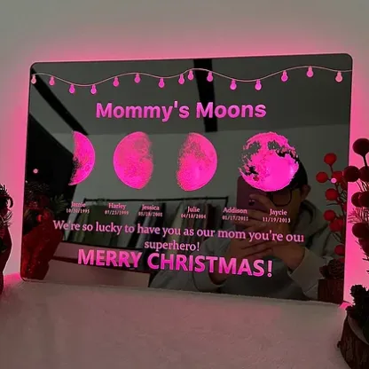 ✨Custom Led Mirror Light Frame with text and date - mommy's moons