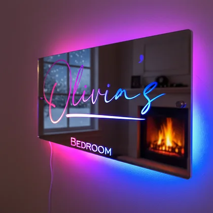 ✨Mother's Day Hot Sale-Personalised Name Mirror - Light Up Mirror