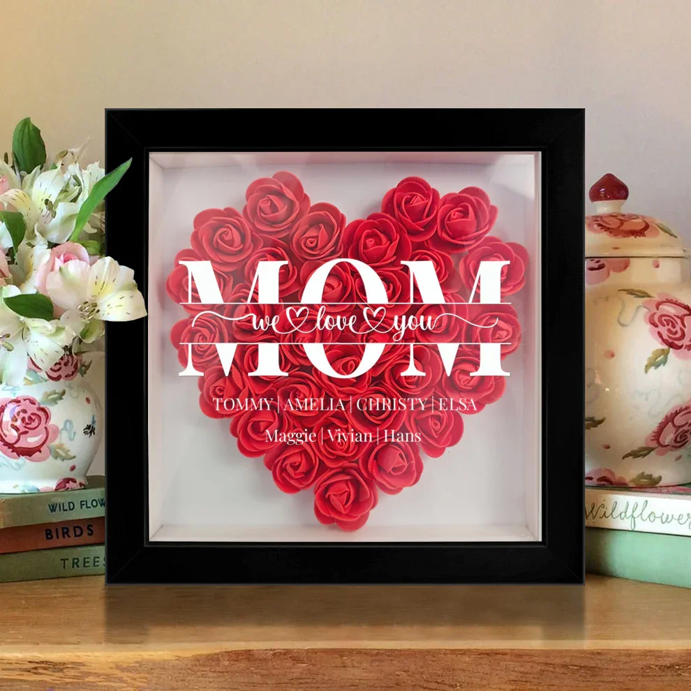 🔥2026 Hot Sale🔥Mum/Mom We Love You - Personalized Flower Shadow Box(Added lighting effects)