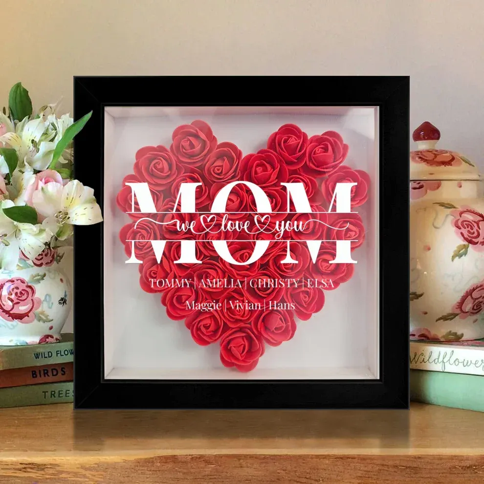 🔥2026 Hot Sale🔥Mum/Mom We Love You - Personalized Flower Shadow Box(Added lighting effects)