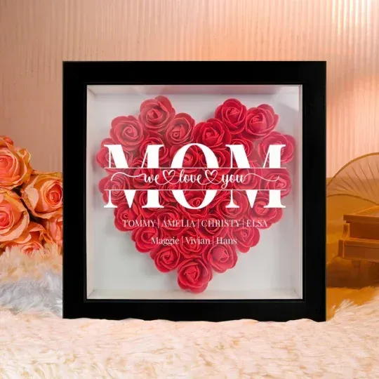 🔥2026 Hot Sale🔥Mum/Mom We Love You - Personalized Flower Shadow Box(Added lighting effects)