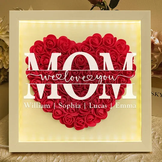 🔥2026 Hot Sale🔥Mum/Mom We Love You - Personalized Flower Shadow Box(Added lighting effects)