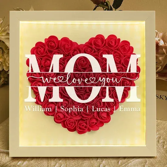 🔥2026 Hot Sale🔥Mum/Mom We Love You - Personalized Flower Shadow Box(Added lighting effects)