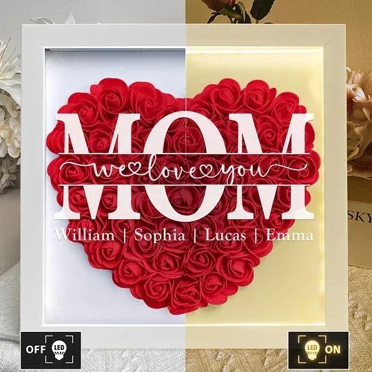 🔥2026 Hot Sale🔥Mum/Mom We Love You - Personalized Flower Shadow Box(Added lighting effects)
