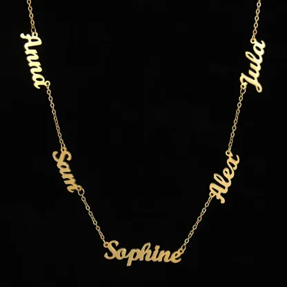 AS025 For Mother's Day Multiple Names Custom Cut Necklace Personalized Gift Stainless Steel Letter Necklace Anniversary Valentine's Day