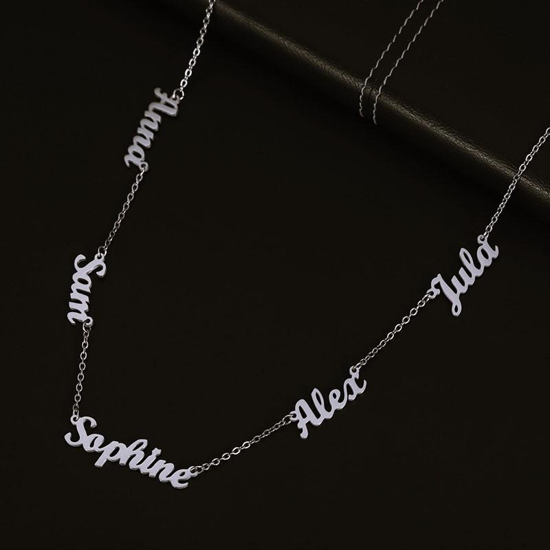 AS025 For Mother's Day Multiple Names Custom Cut Necklace Personalized Gift Stainless Steel Letter Necklace  Anniversary Valentine's Day