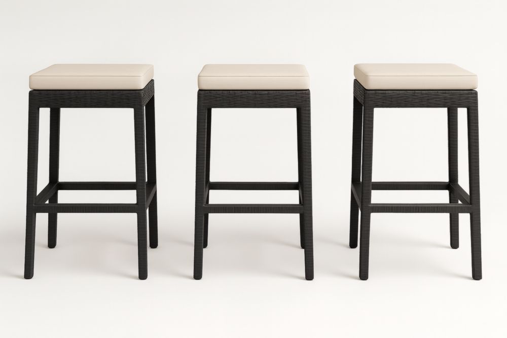 Tabourets de bar en bois et similicuir Beige/Noir