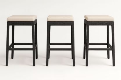Tabourets de bar en bois et similicuir Beige/Noir