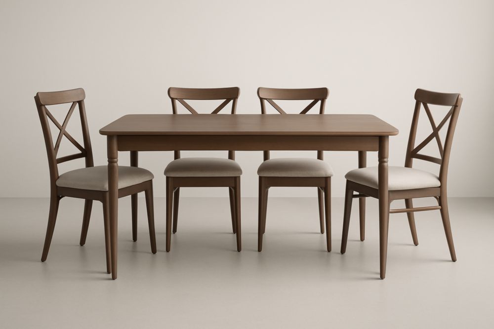Ensemble de table et chaises en bois marron