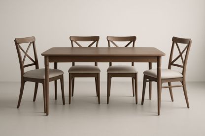 Ensemble de table et chaises en bois marron
