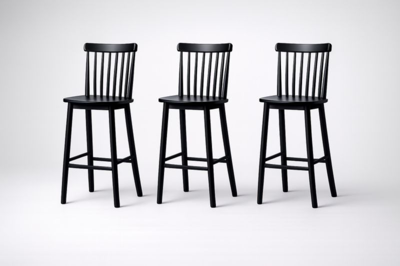 Tabourets de Bar en Bois Noir 75 cm Lot de 3