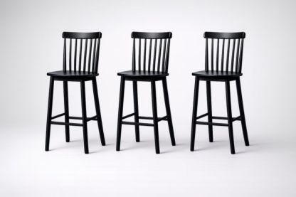 Tabourets de Bar en Bois Noir 75 cm Lot de 3