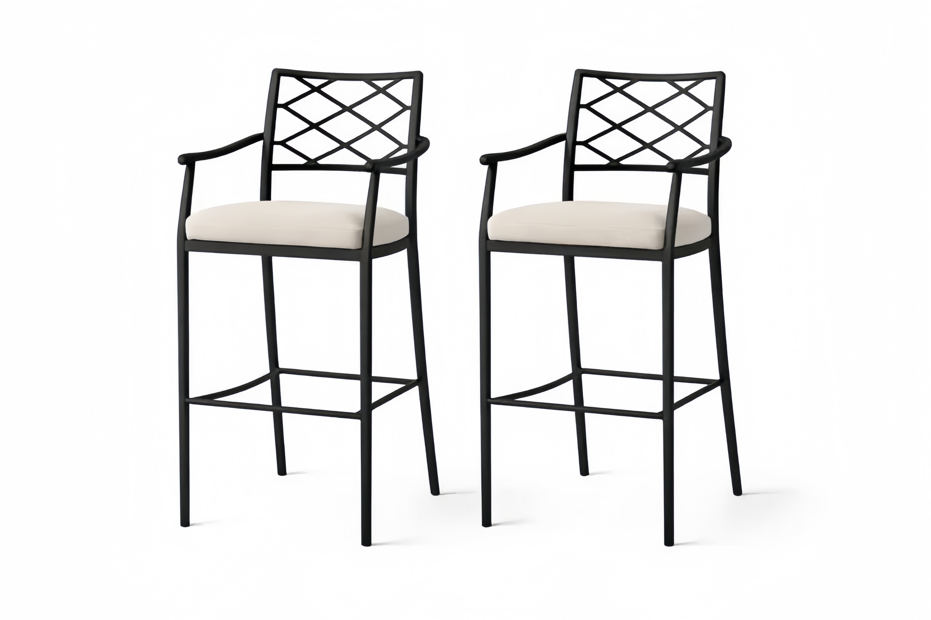 Set di 2 sgabelli in alluminio con cuscini beige