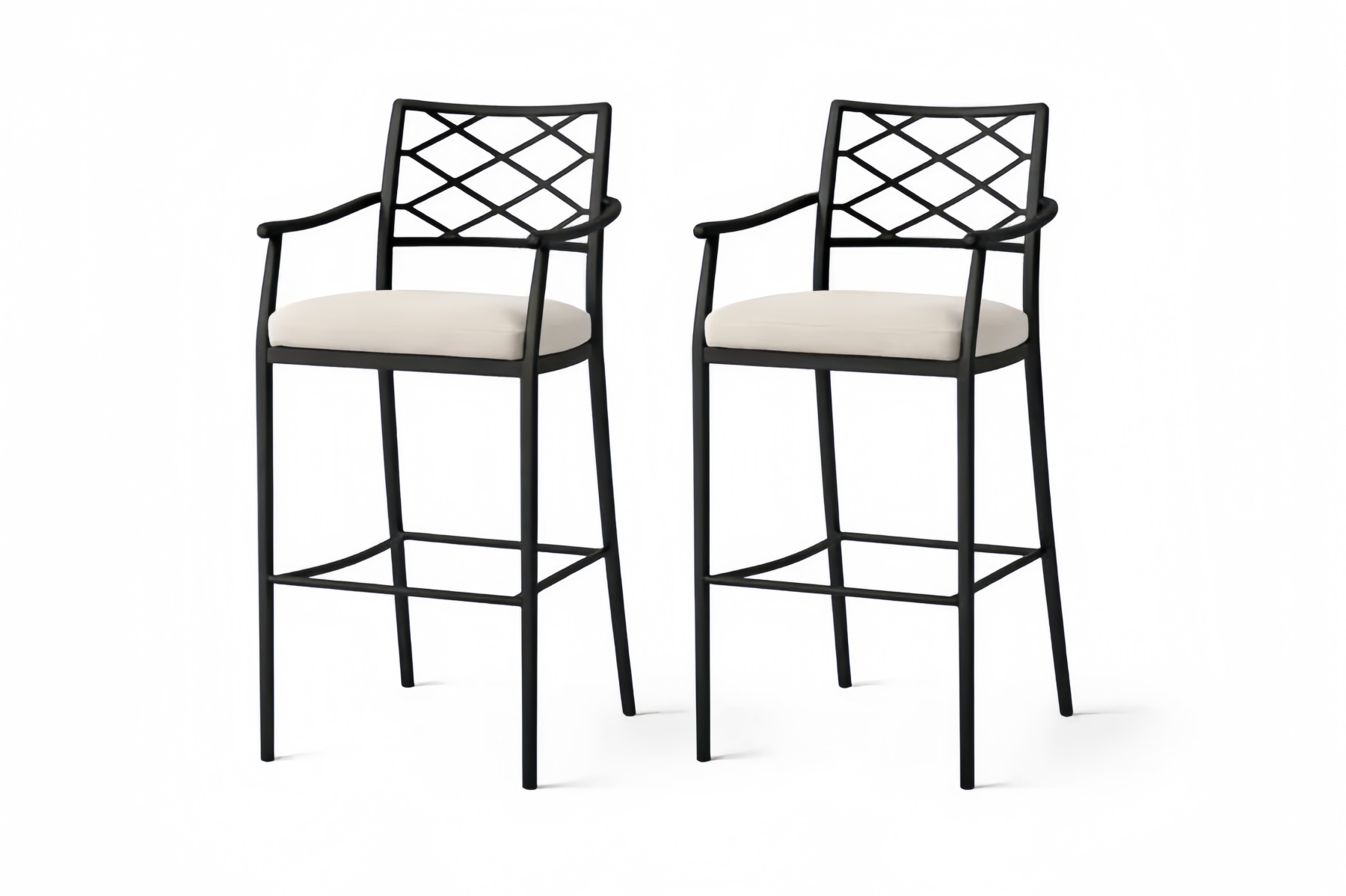 Set di 2 sgabelli in alluminio con cuscini beige