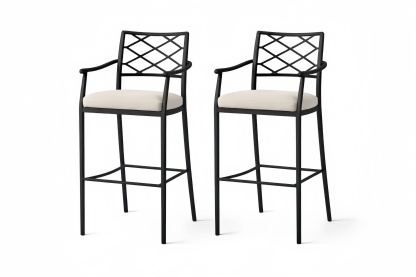 Set di 2 sgabelli in alluminio con cuscini beige