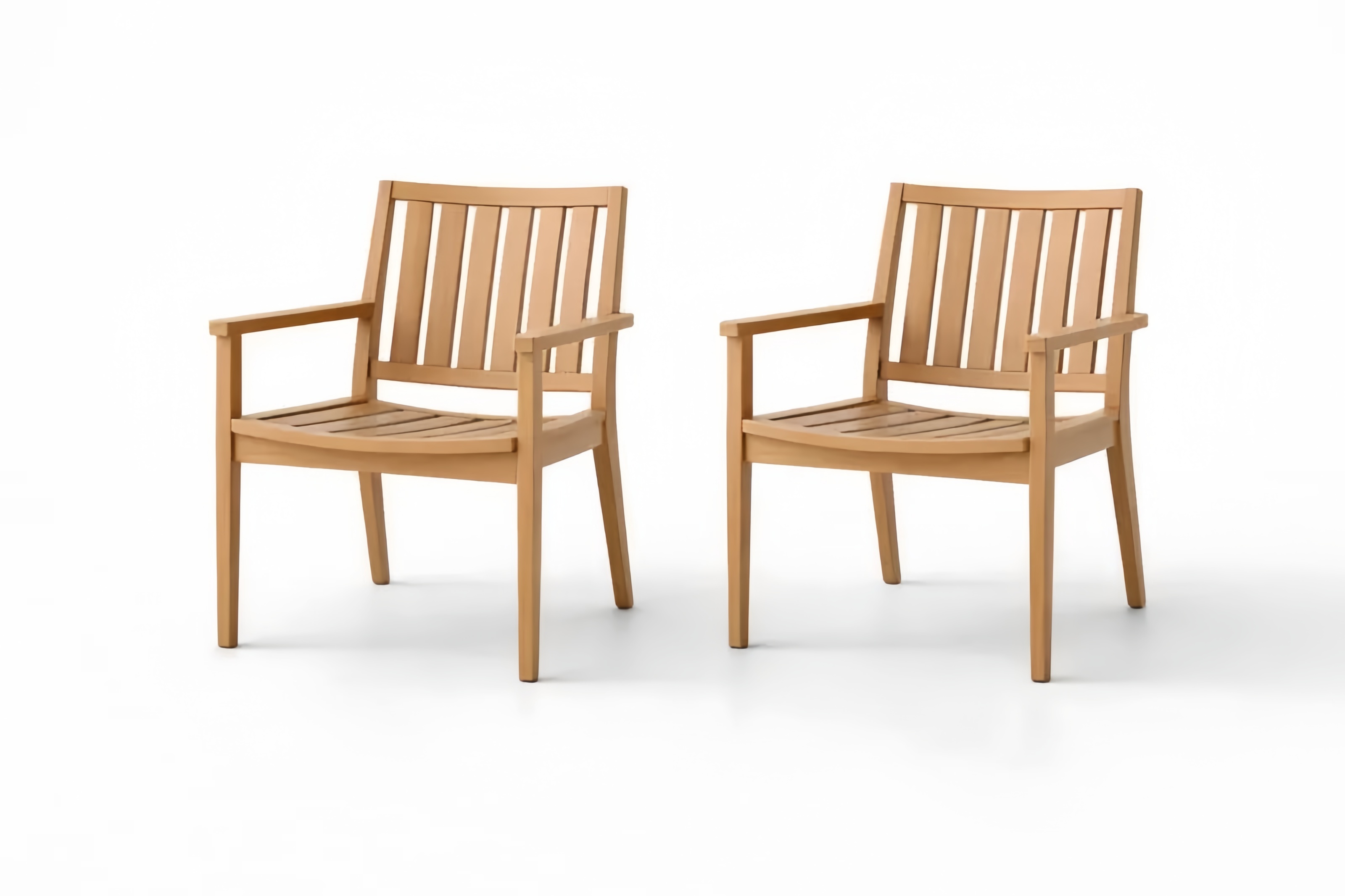 Set di 2 Sedie da pranzo in Legno di Teak con Braccioli