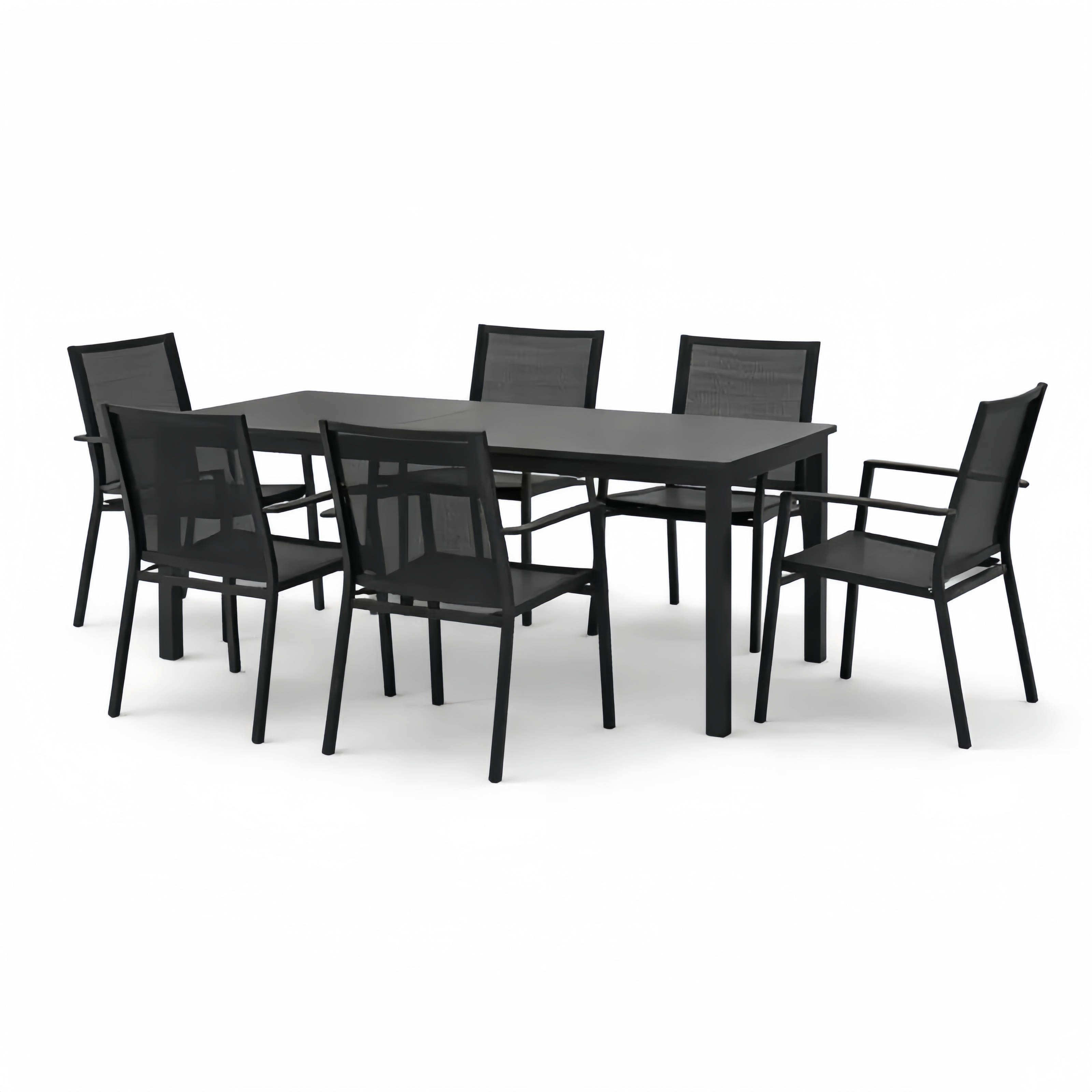 Set tavolo e sedie da giardino in alluminio e tessuto nero