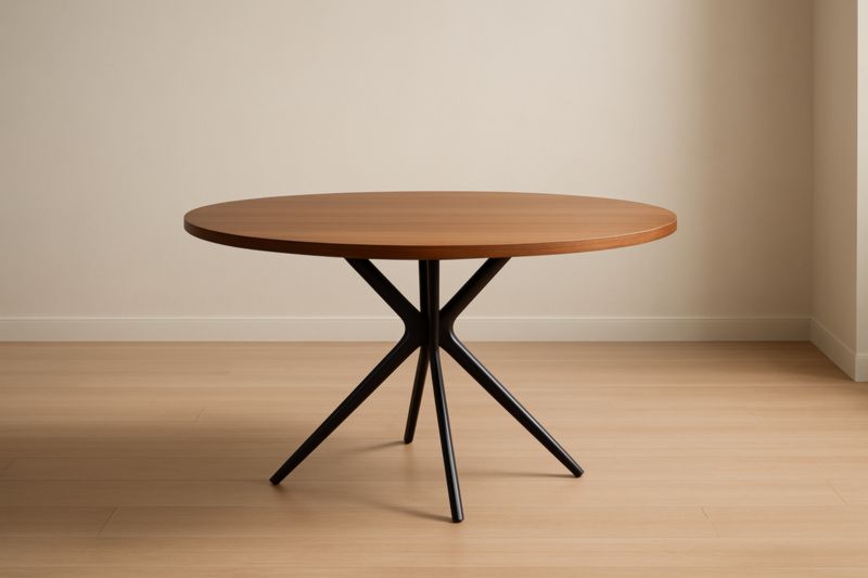 Table ronde en bois avec pieds en métal
