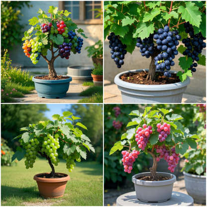 🍇Семена за саксийно грозде - черни, розови, дъгови, зелени