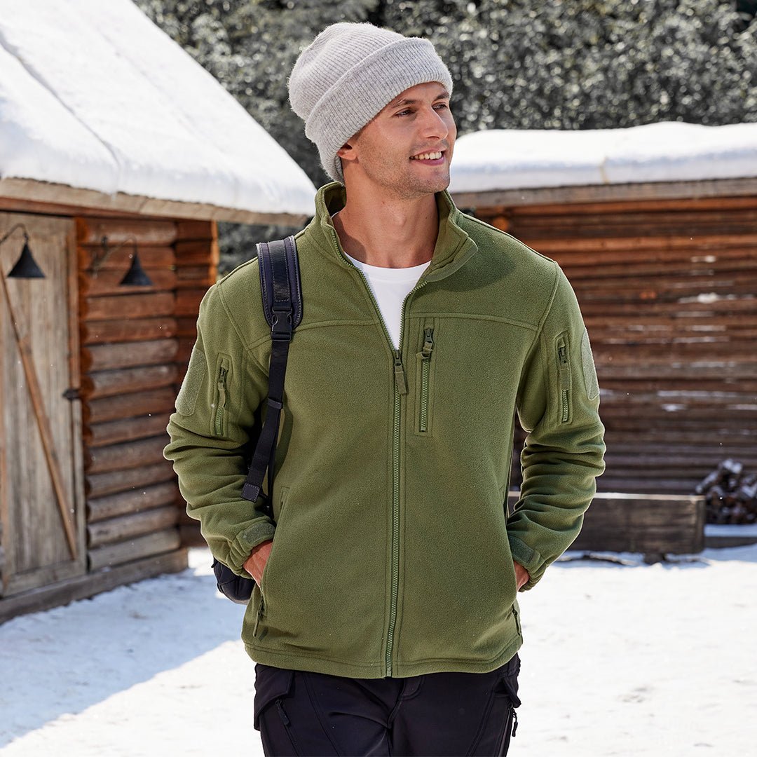 Men's Tactical Fleece Jackets Full Zip Coat with Multi Pockets