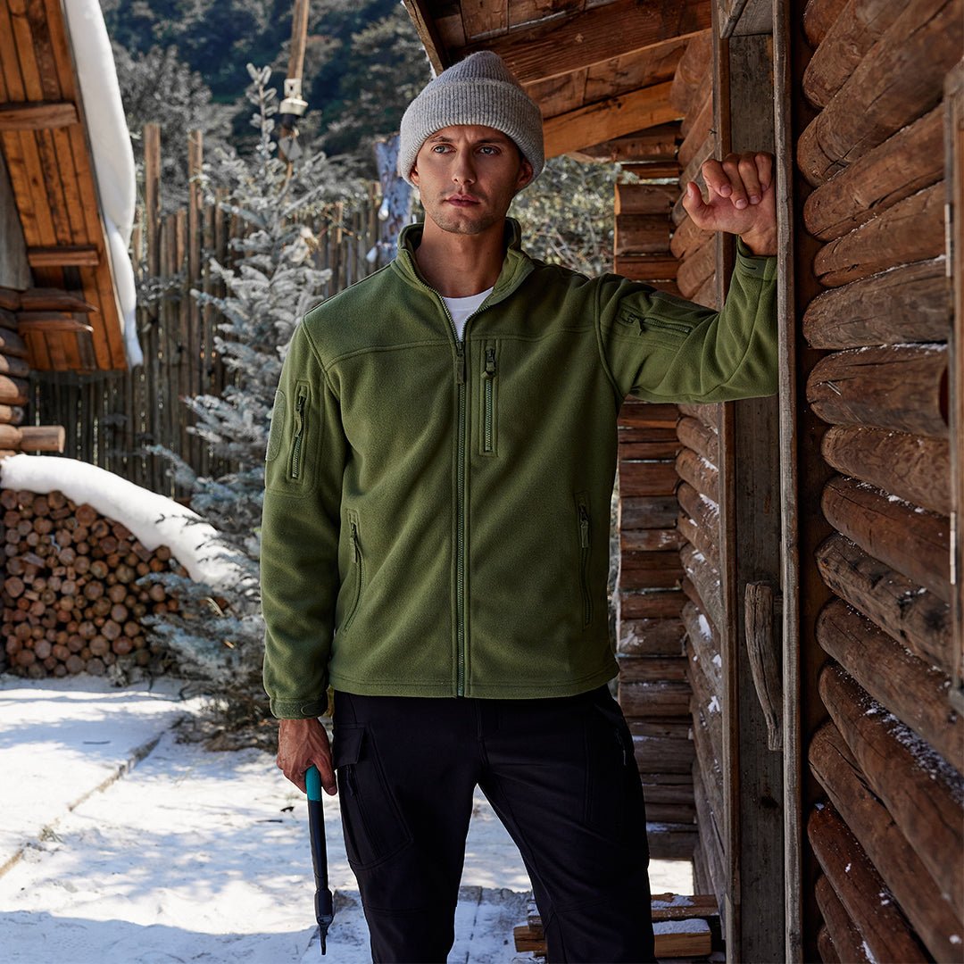 Men's Tactical Fleece Jackets Full Zip Coat with Multi Pockets