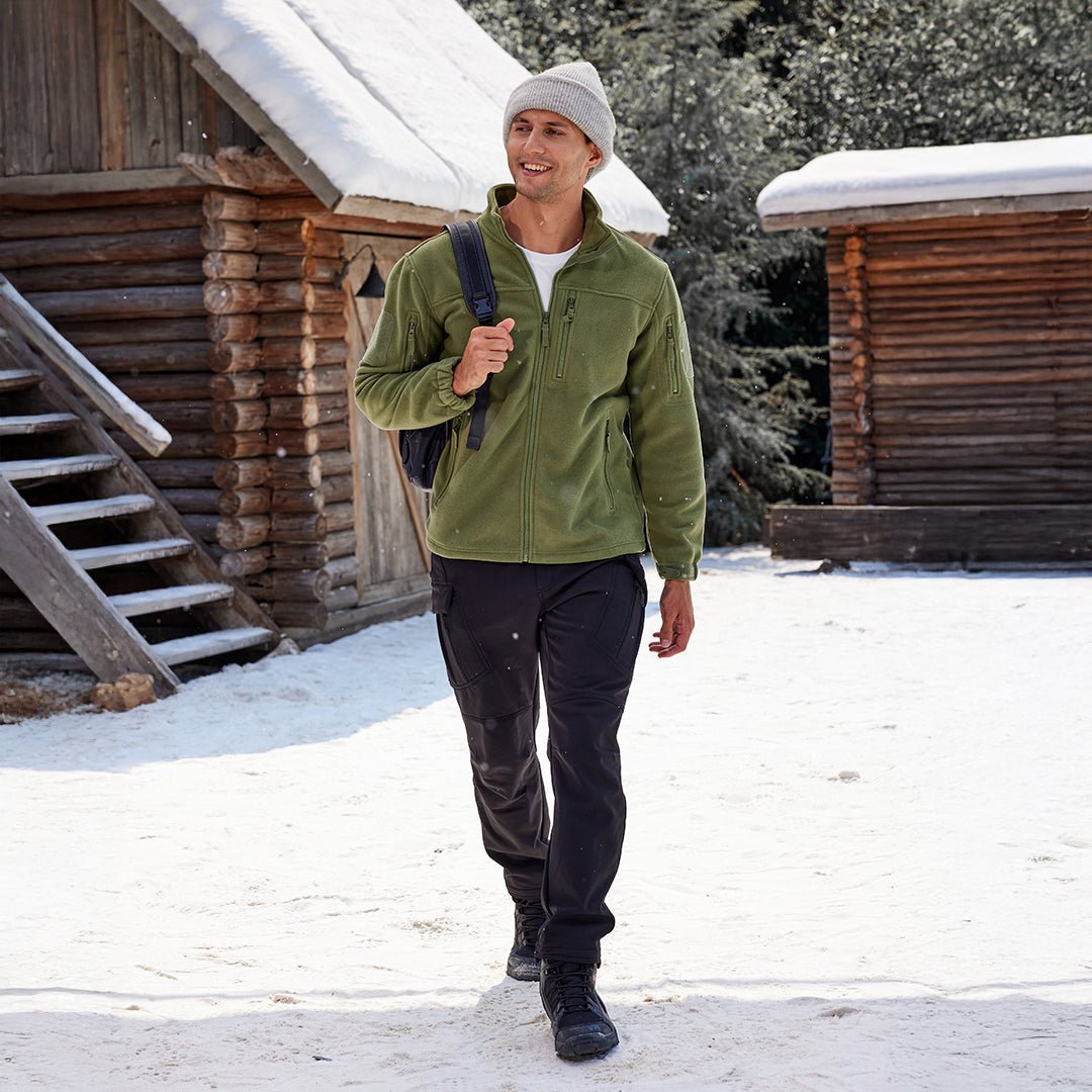 Men's Tactical Fleece Jackets Full Zip Coat with Multi Pockets