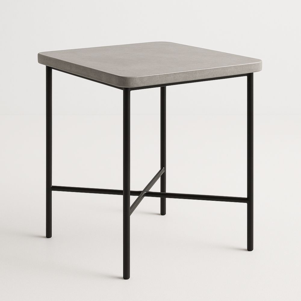 Table d'appoint carrée en béton et métal noir