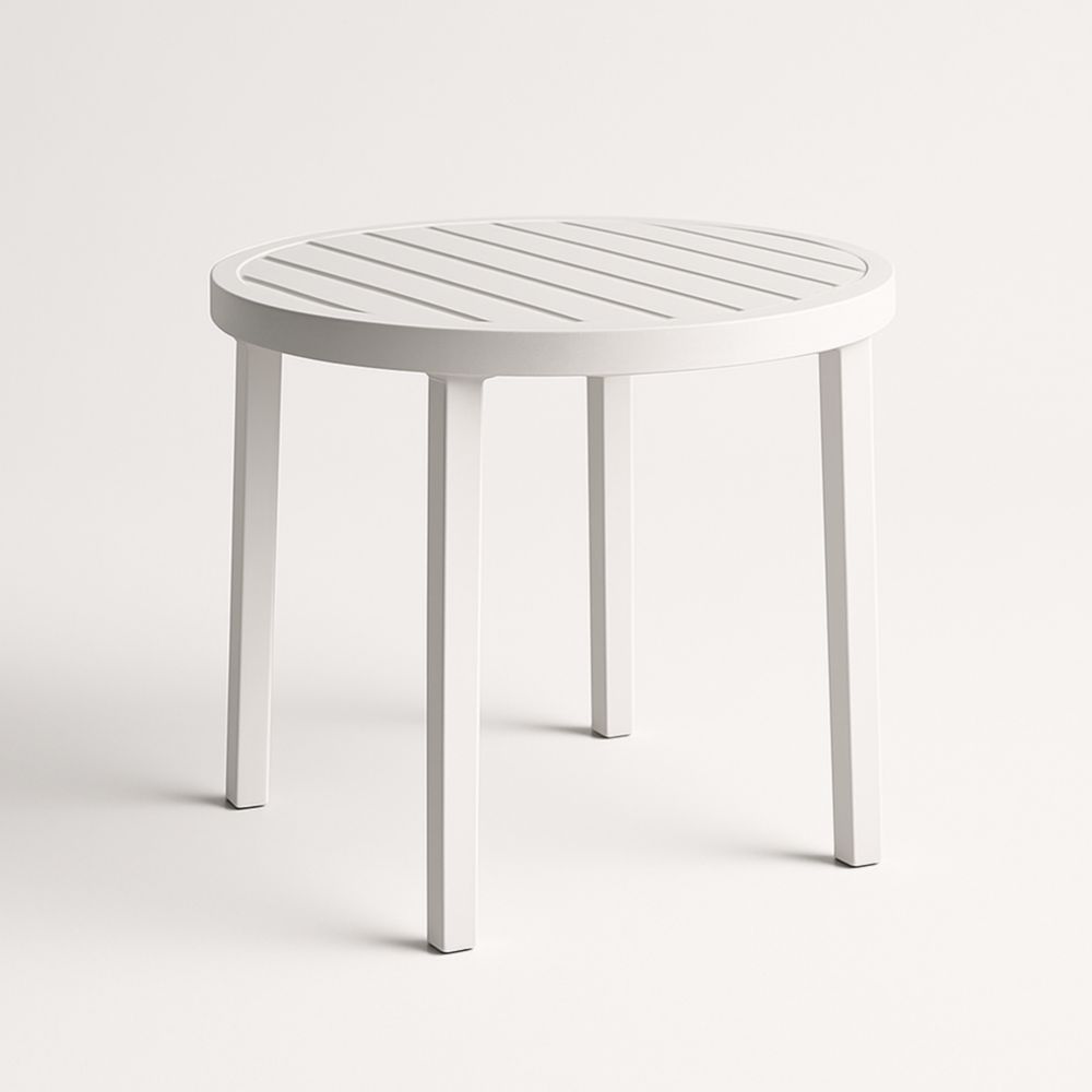Table ronde extérieure en aluminium blanc