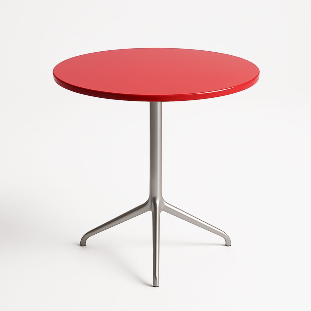 Table ronde 60 cm rouge MDF et aluminium
