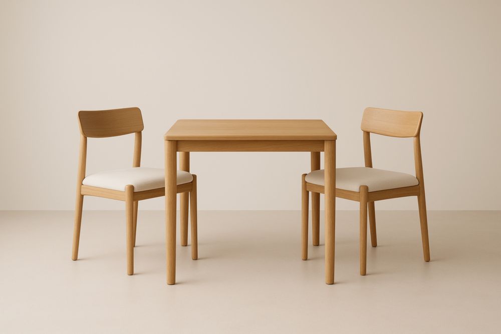 Ensemble Table et Chaises Bois Massif Beige