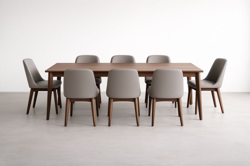 Ensemble de Salle à Manger en Bois et Similicuir Gris Marron