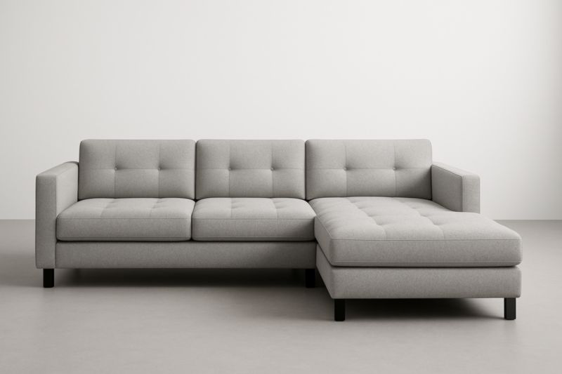 Canapé d'angle 3 places en tissu polyester Gris Clair