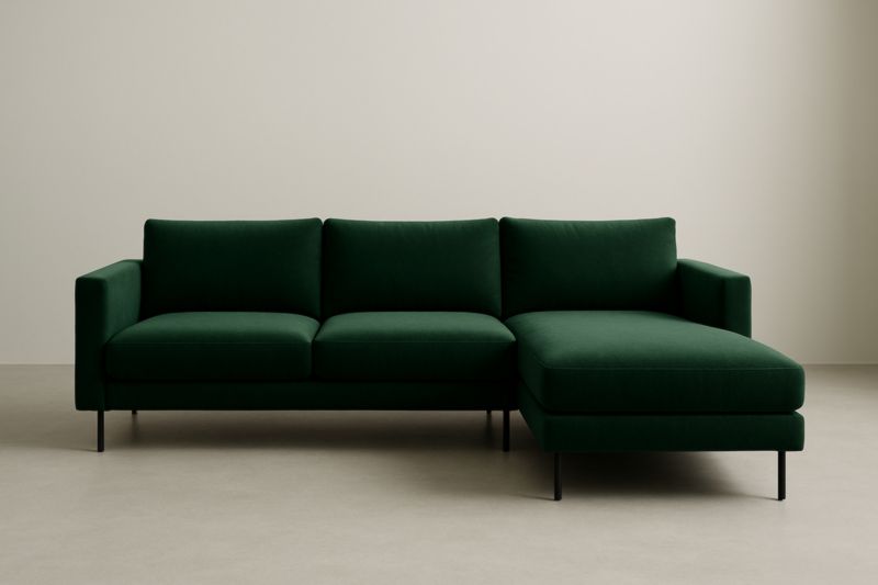 Canapé d'angle en tissu avec pieds en métal Vert